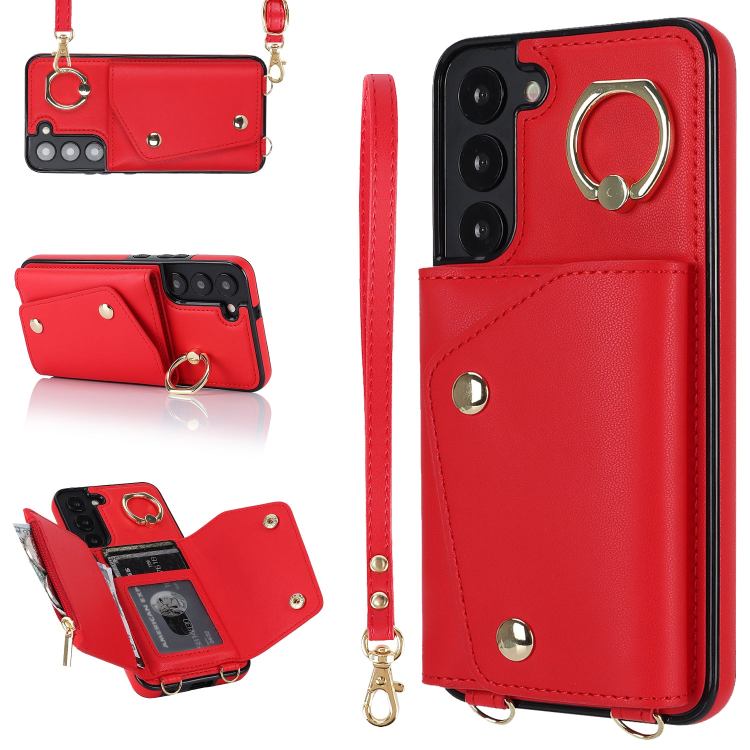 For Samsung Galaxy S22 5G Zipper Wallet Phone Cover Rotary Ring Kickstand PU Leather Coated TPU Case For Samsung Galaxy S22 5G Zipper Wallet Phone Cover Rotary Ring Kickstand PU Leather Coated TPU Case